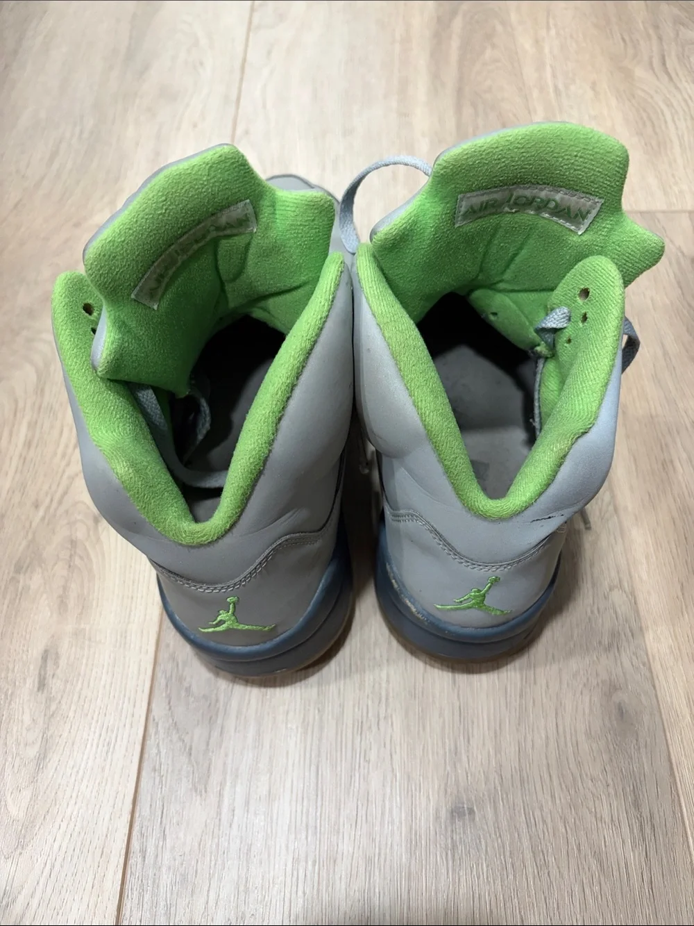 Jordan Retro 5 Gray with Neon Green Accents